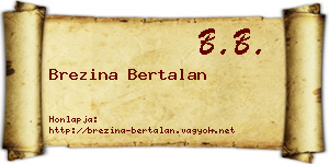 Brezina Bertalan névjegykártya